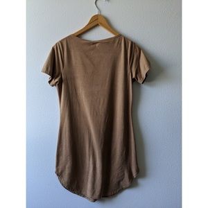 Suede Dress Short Sleeve Tan
